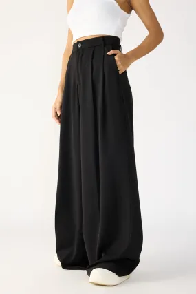 Silken Black Flared Formal Korean Pants Silken Black Flared Formal Korean Pants