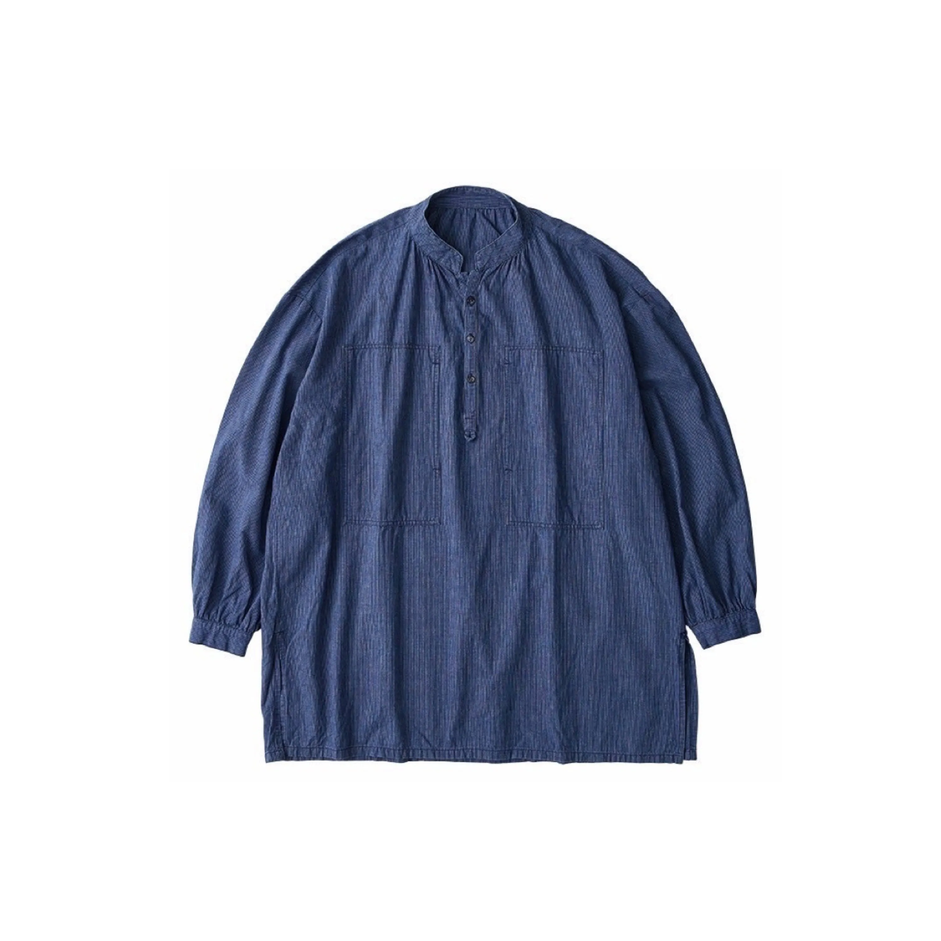STAND COLLAR LONG SMOCK SHIRT WATCH CHAIN ITEM