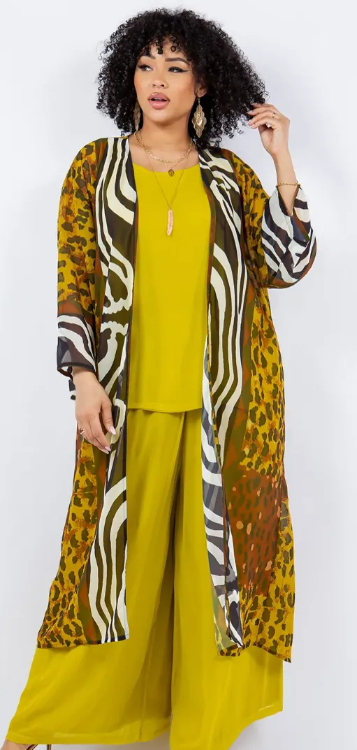 Sunheart  Cheetah Boho Long Jacket Hippie Chic Resort Wear Sml-2X