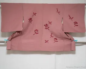 Textured Silk Haori - Vintage Silk Light Purple/Pink Kimono Jacket - Flowers Traditionally Dyed