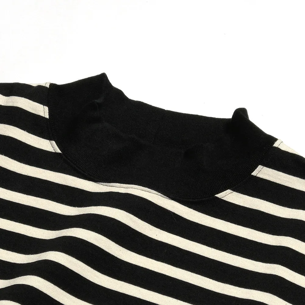 THE DAY - MOCK NECK BORDER L/S T-SHIRT - D24AW-02001