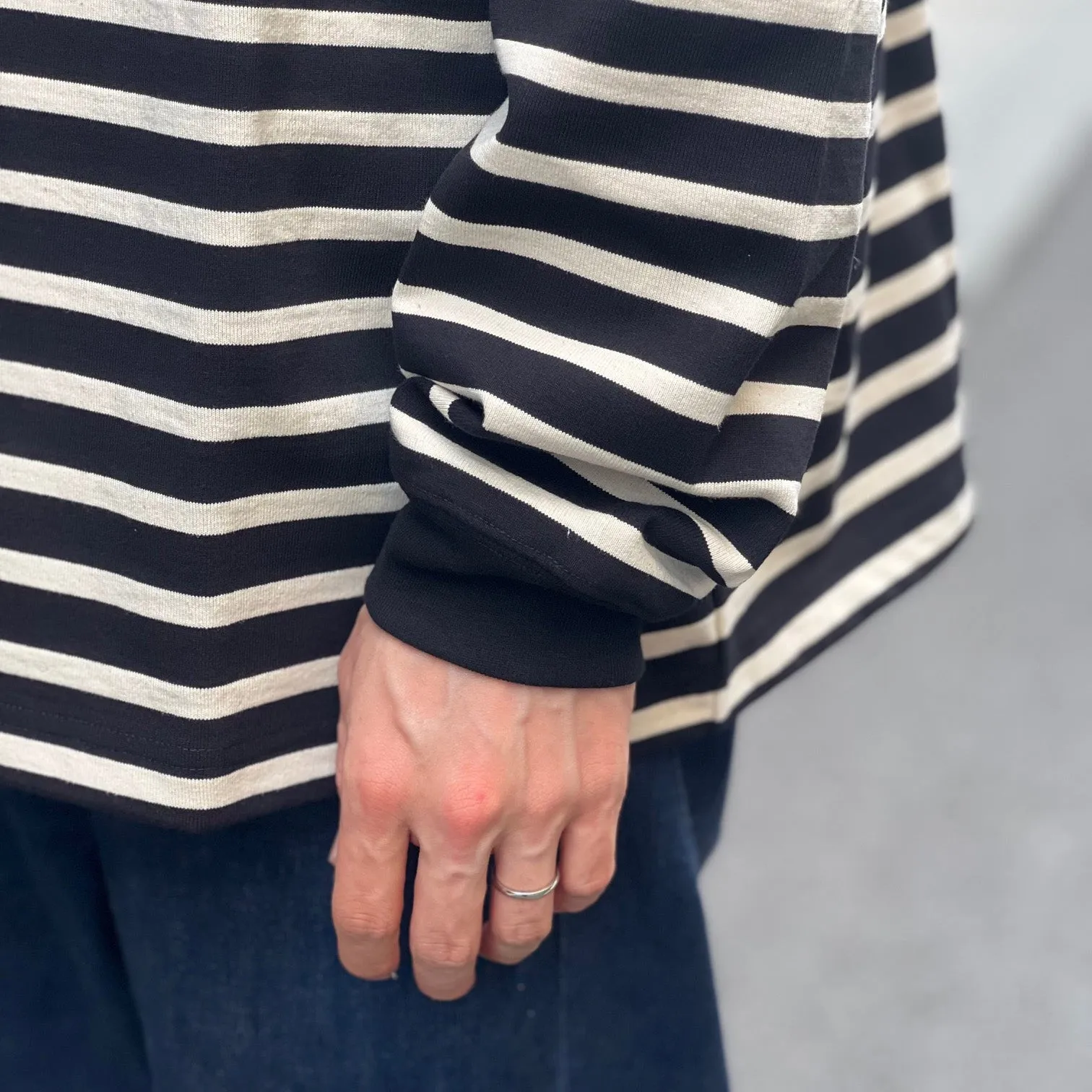 THE DAY - MOCK NECK BORDER L/S T-SHIRT - D24AW-02001