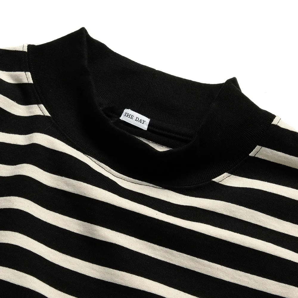 THE DAY - MOCK NECK BORDER L/S T-SHIRT - D24AW-02001