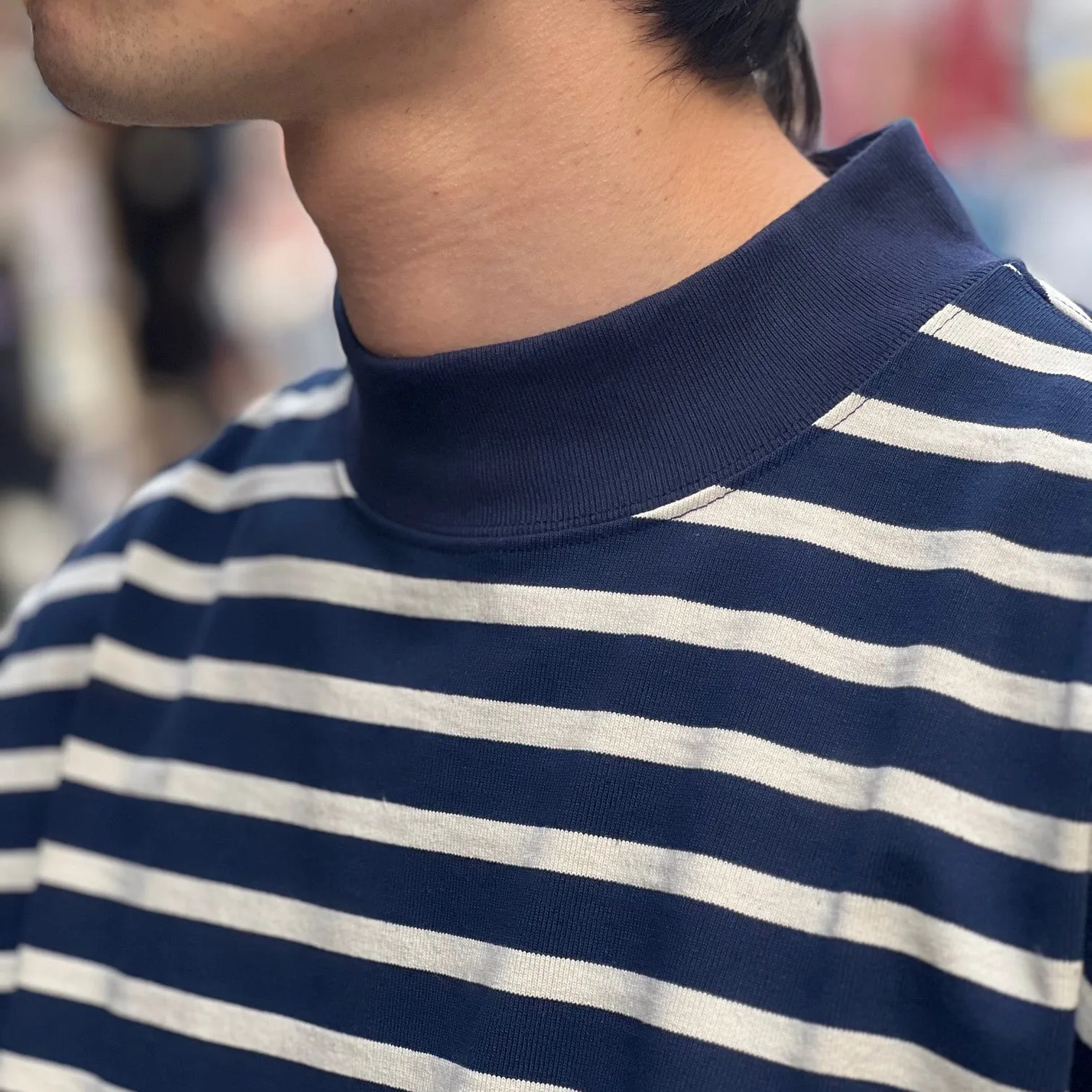 THE DAY - MOCK NECK BORDER L/S T-SHIRT - D24AW-02001