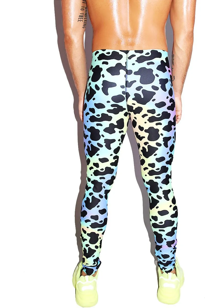 Tie Dye Cow Print Leggings Tights- Multi