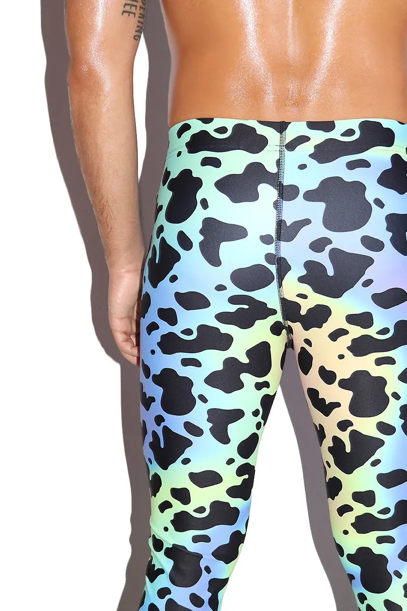 Tie Dye Cow Print Leggings Tights- Multi