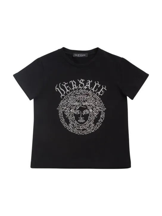 Versace   Embellished Medusa cotton jersey t-shirt 