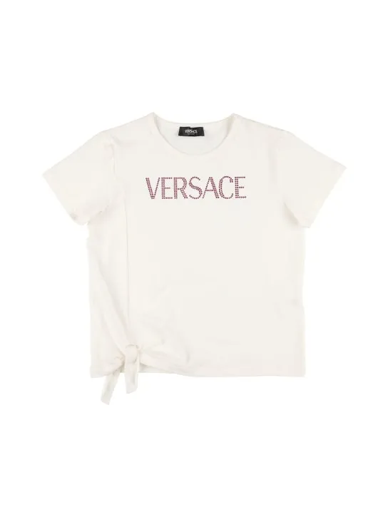 Versace   Embroidered cotton jersey t-shirt 