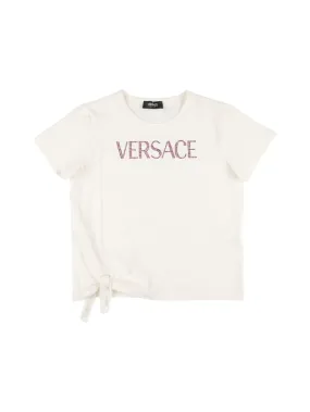 Versace   Embroidered cotton jersey t-shirt 