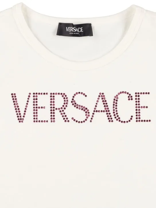 Versace   Embroidered cotton jersey t-shirt 