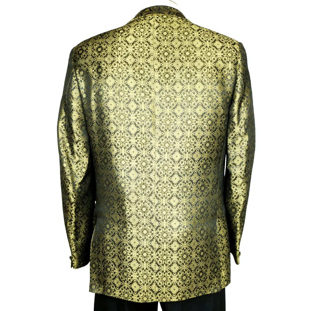 Vintage 1960s Gold Lame Brocade Tuxedo Dinner Jacket Mens Size Medium