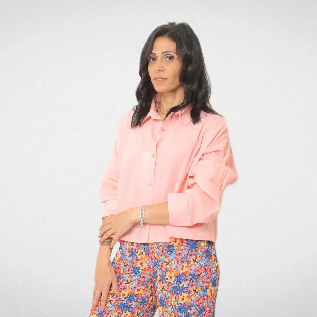 Women Shirt - Linen- ZAK - Pink