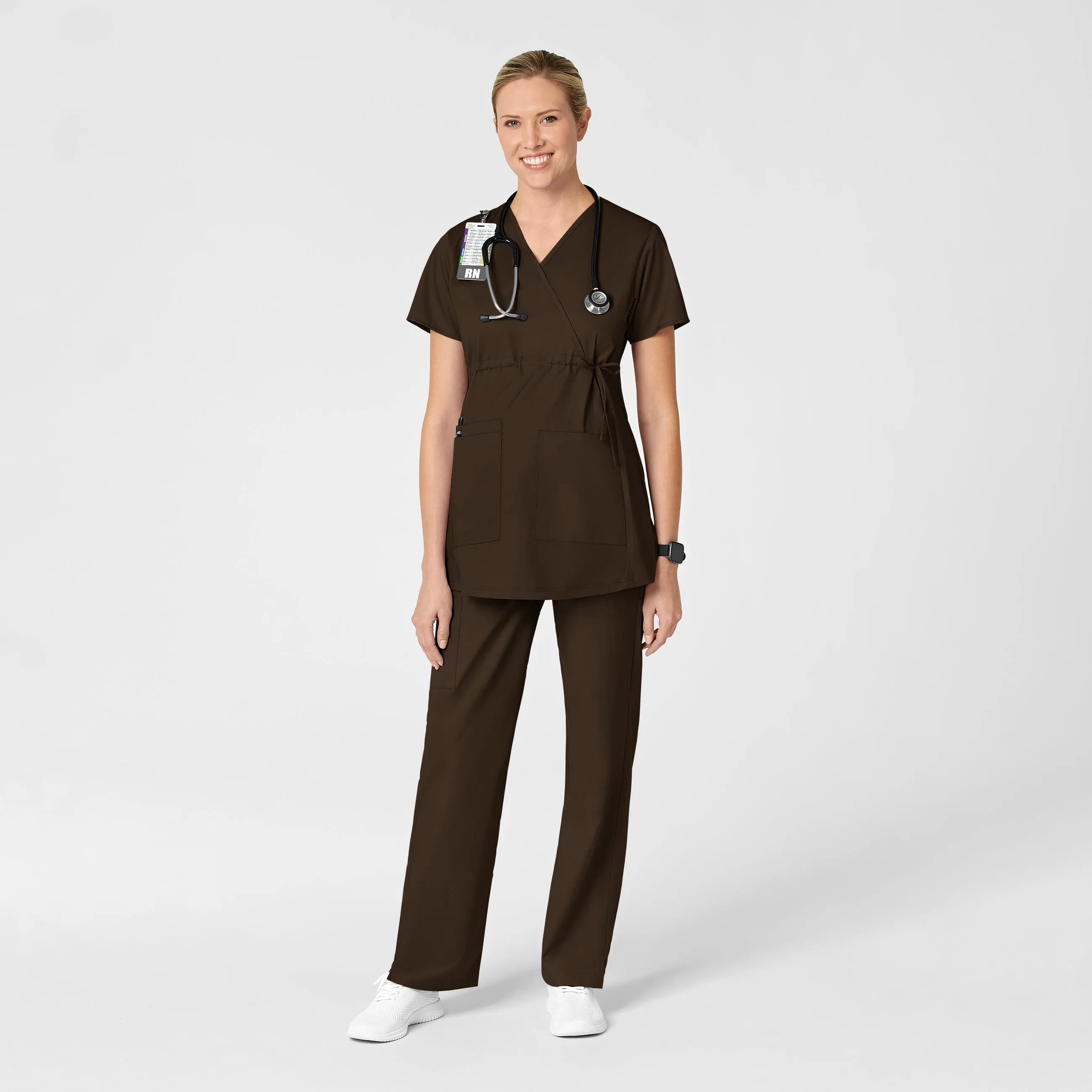 WonderWORK Maternity Cargo Scrub Pant - Chocolate