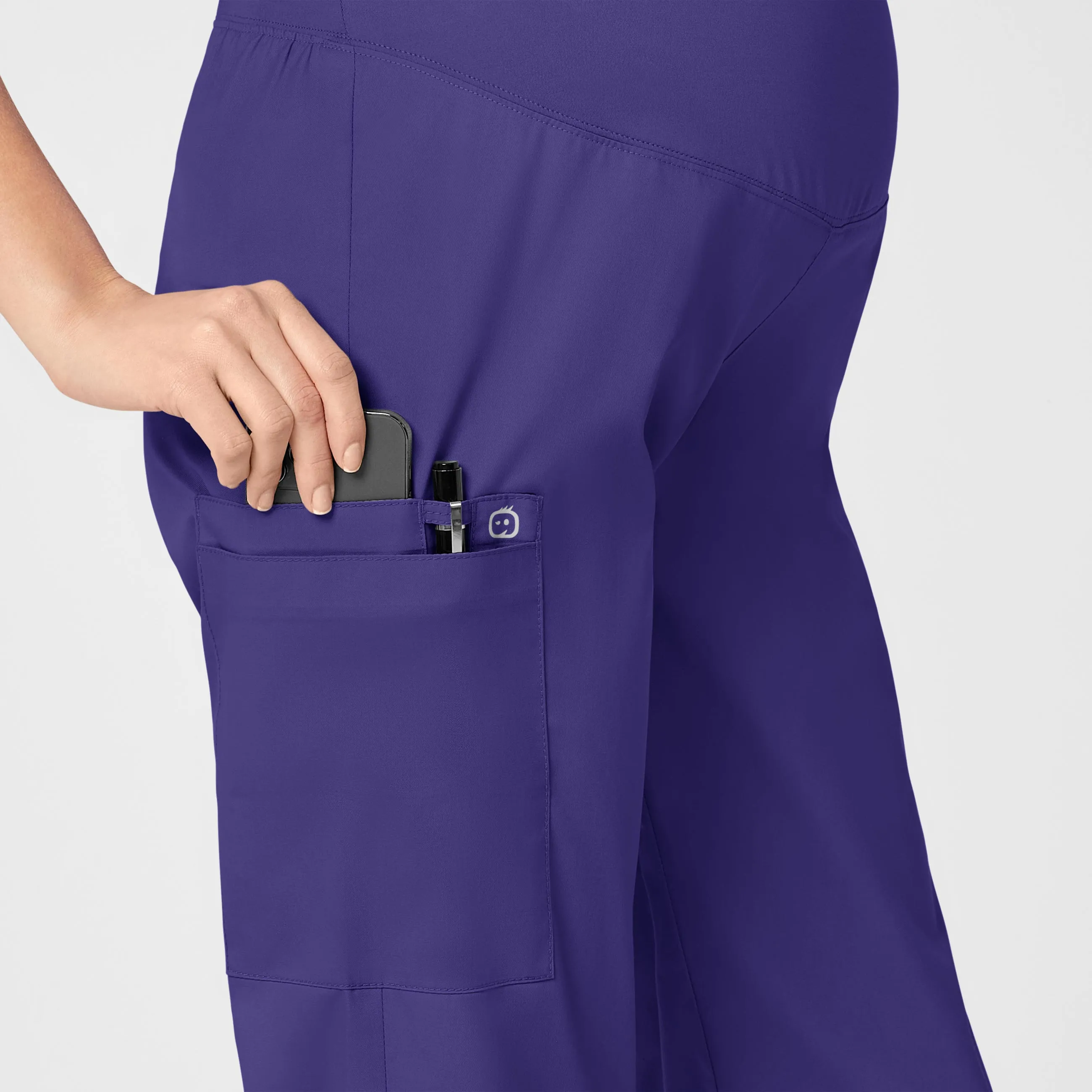 WonderWORK Maternity Cargo Scrub Pant - Grape
