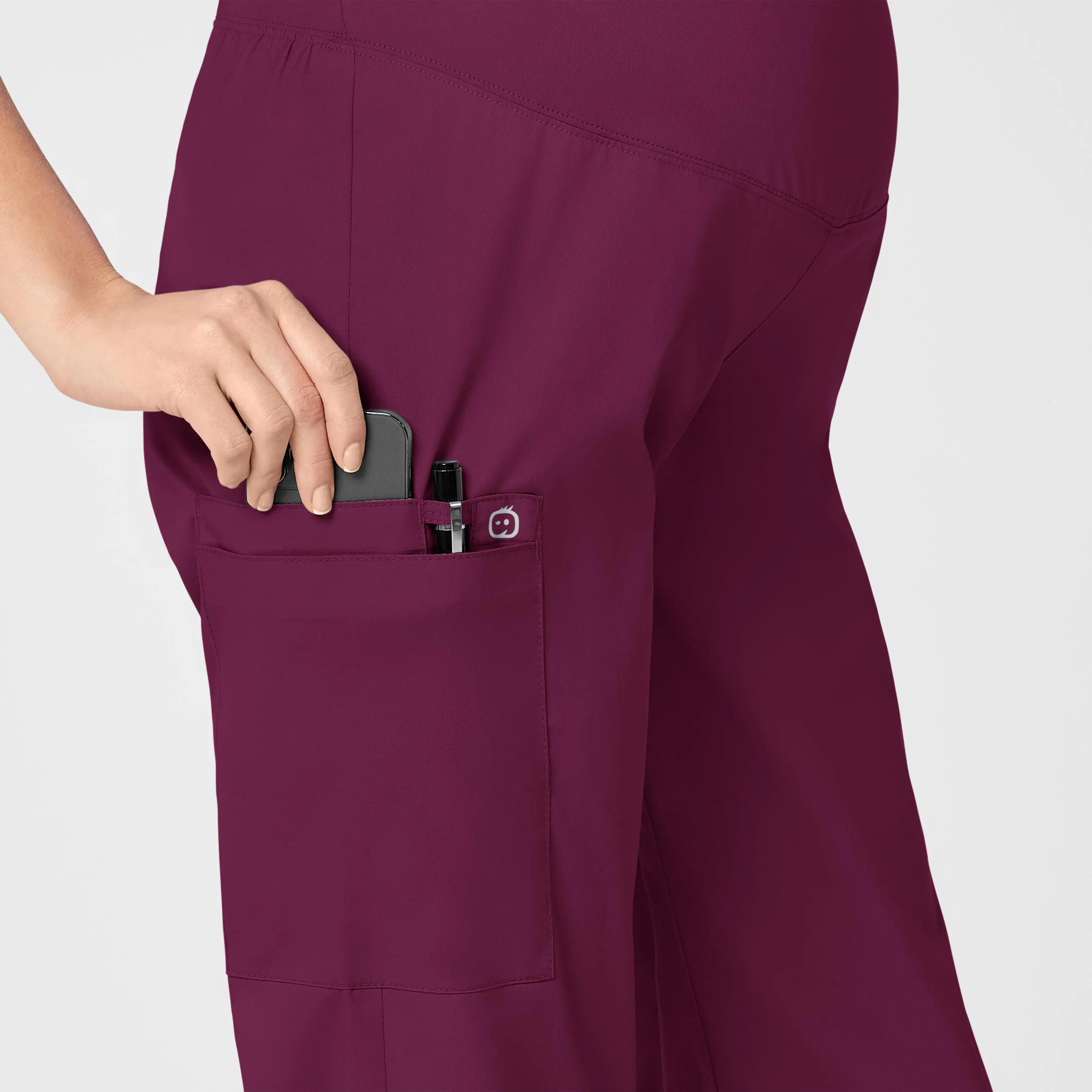 WonderWORK Maternity Cargo Scrub Pant - Wine