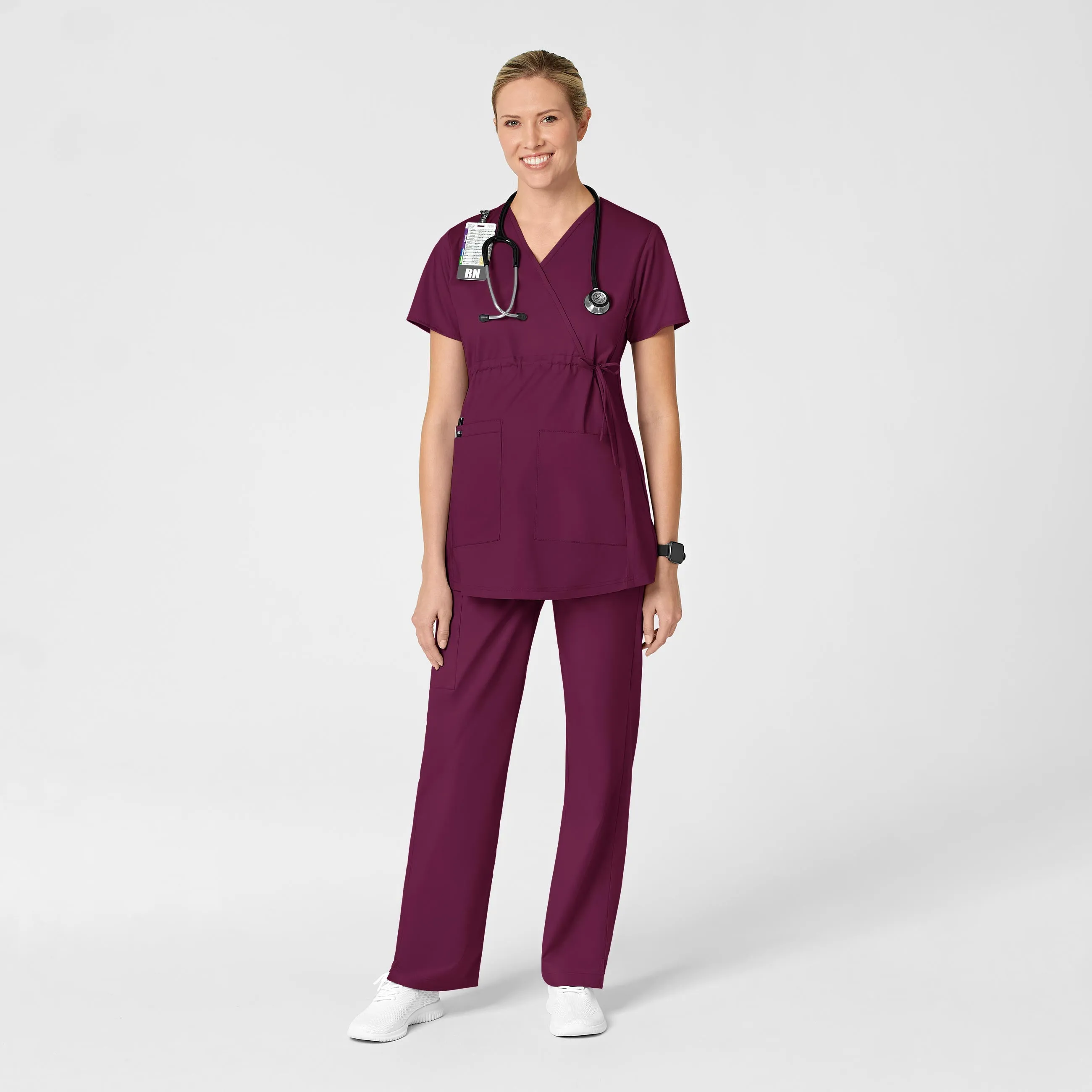 WonderWORK Maternity Cargo Scrub Pant - Wine